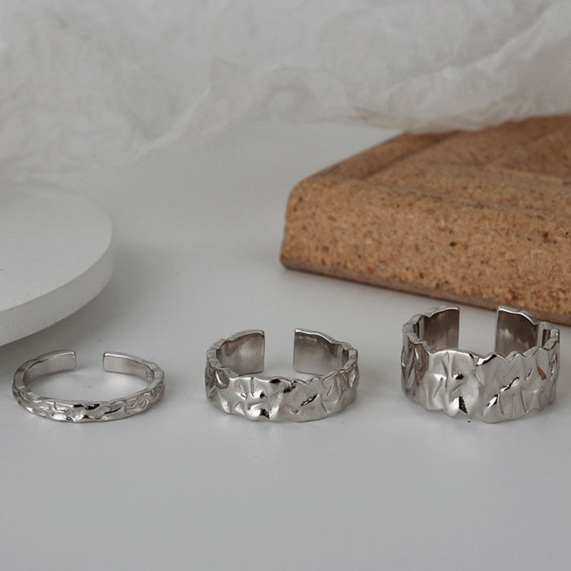 Hammered Texture Adjustable Rings – Sterling Silver & Gold-Plated Statement Rings