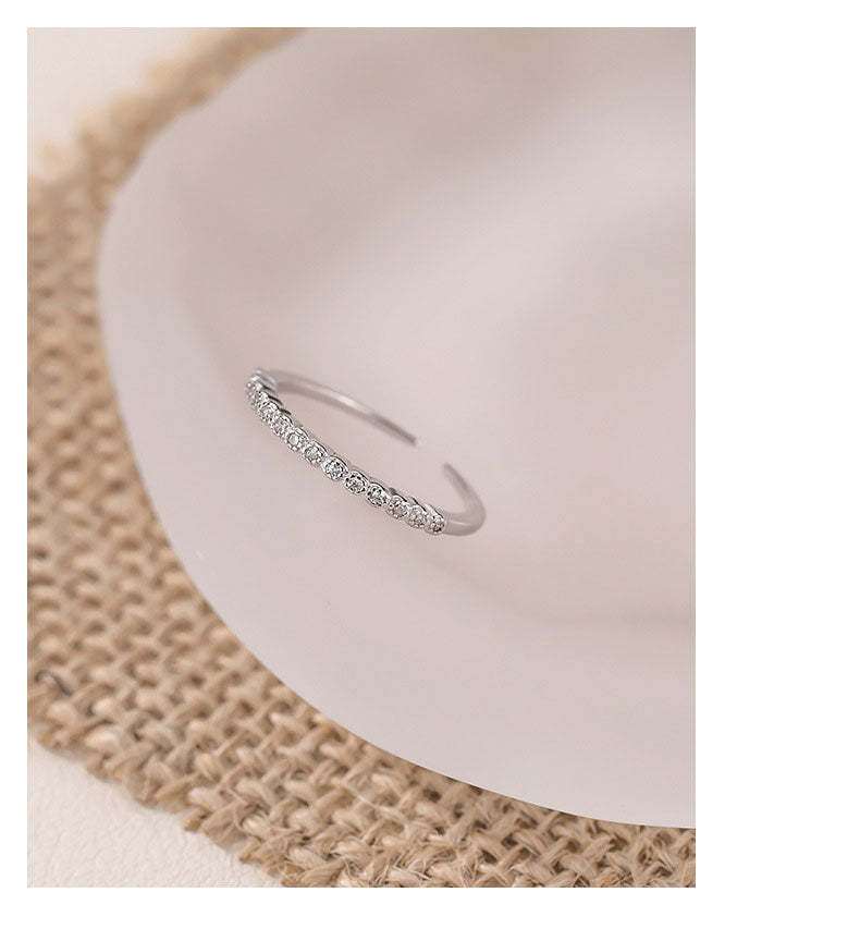 Minimalistic Adjustable Sterling Silver Ring with Zircon