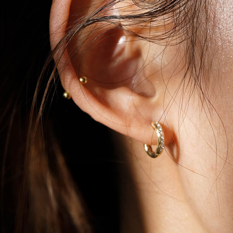 Gold-Plated Sterling Silver Zircon Hoop Earrings