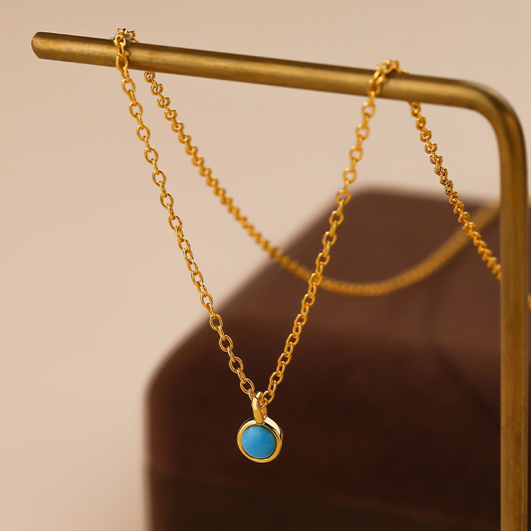 Gold-Plated Sterling Silver Turquoise Pendant Necklace
