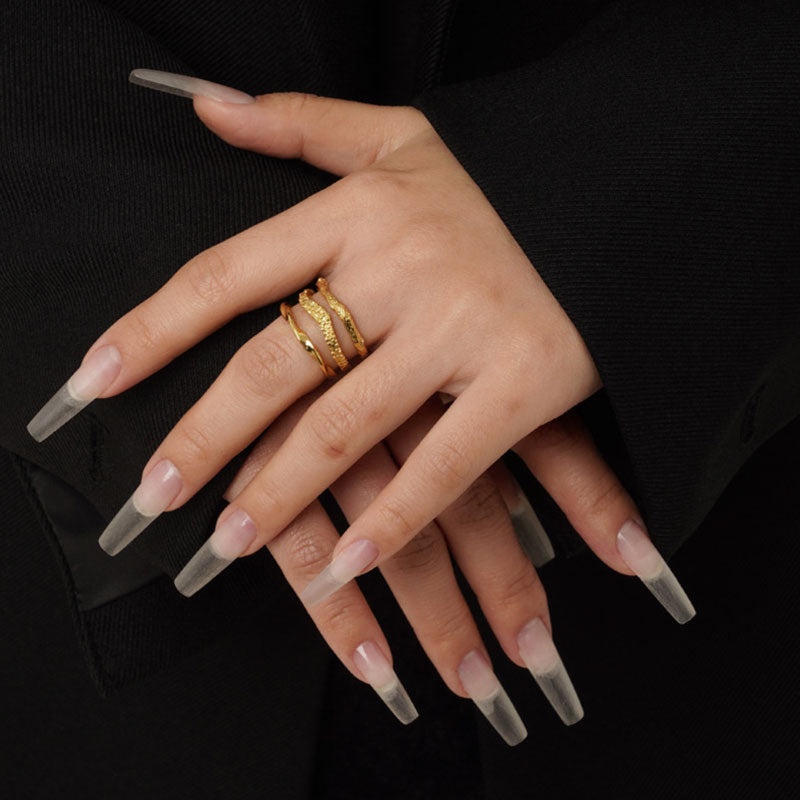 Gold-Plated Triple-Layer Textured Ring
