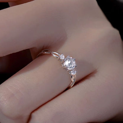 Elegant 925 Sterling Silver Zircon Ring