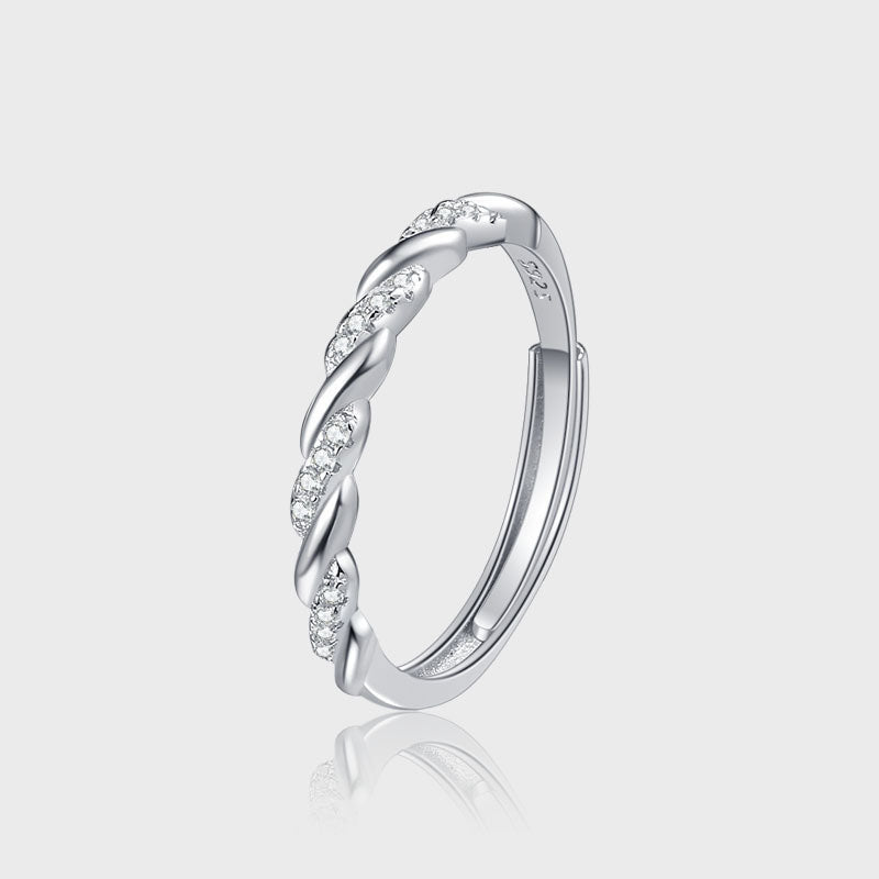 925 Sterling Silver Twisted Zircon Ring