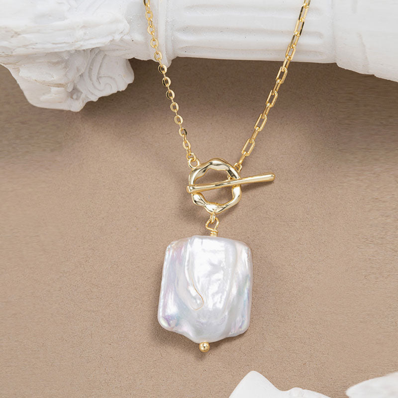 Silver Gold-Plated Baroque Pearl Necklace