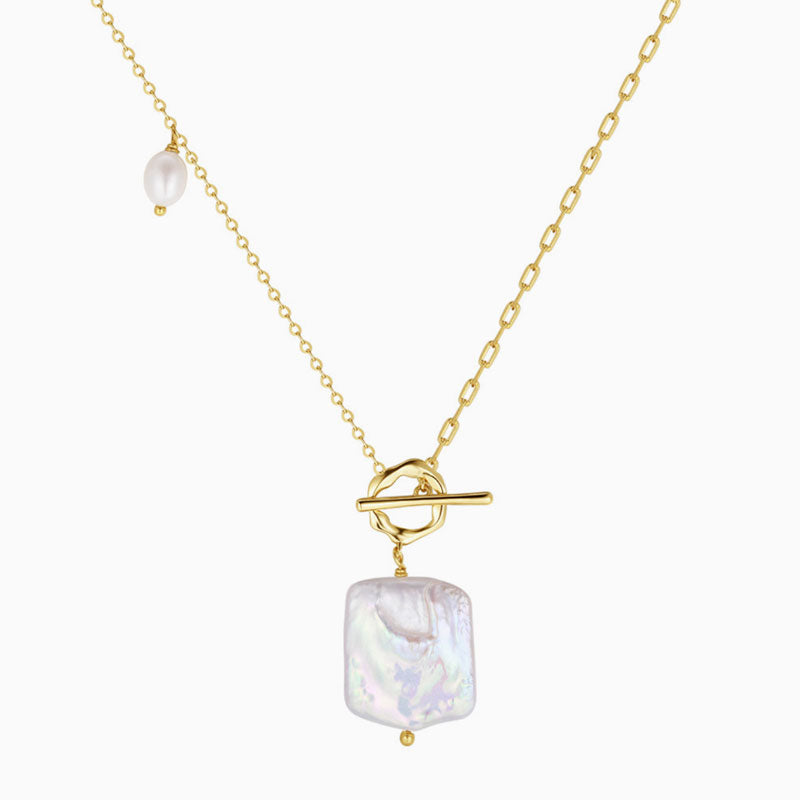 Silver Gold-Plated Baroque Pearl Necklace