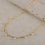 Gold-Plated Pearl Drop Chain Necklace