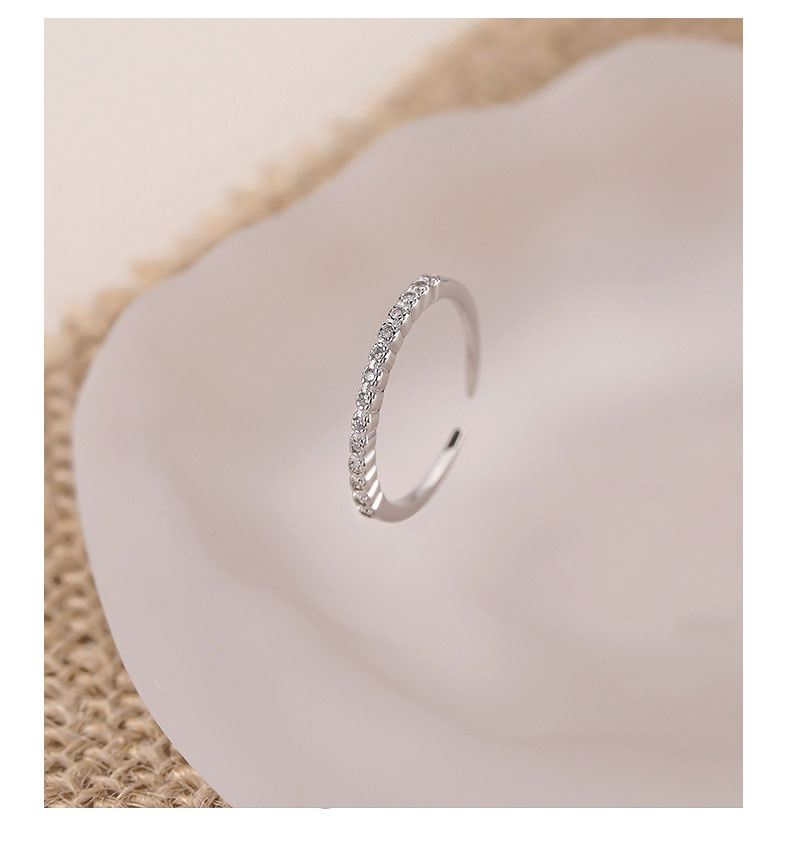 Minimalistic Adjustable Sterling Silver Ring with Zircon 