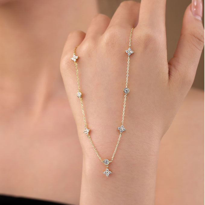 18K Gold Plated 925 Sterling Silver Four