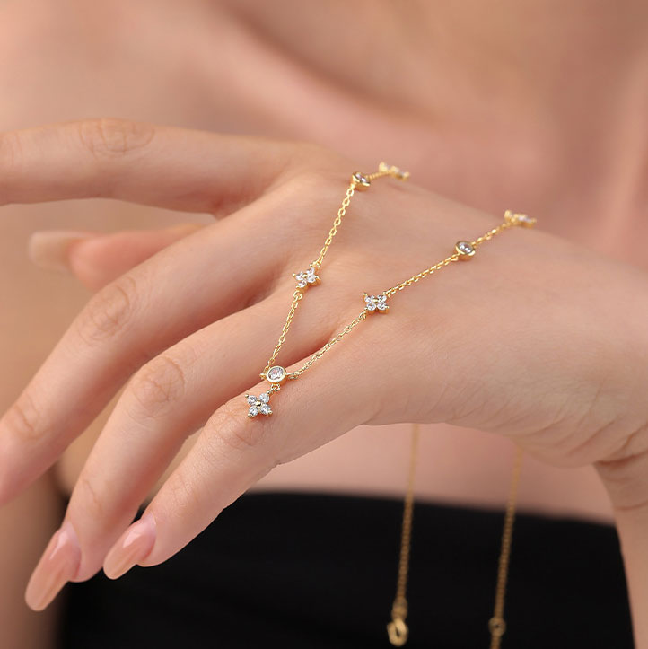 18K Gold Plated 925 Sterling Silver Four