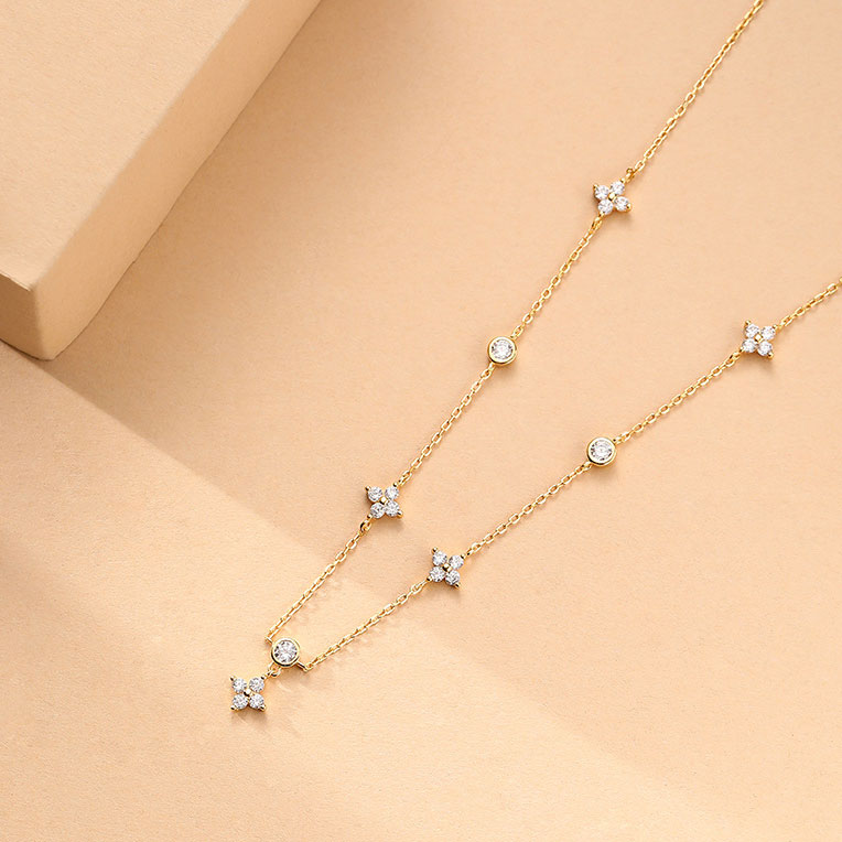 18K Gold Plated 925 Sterling Silver Four