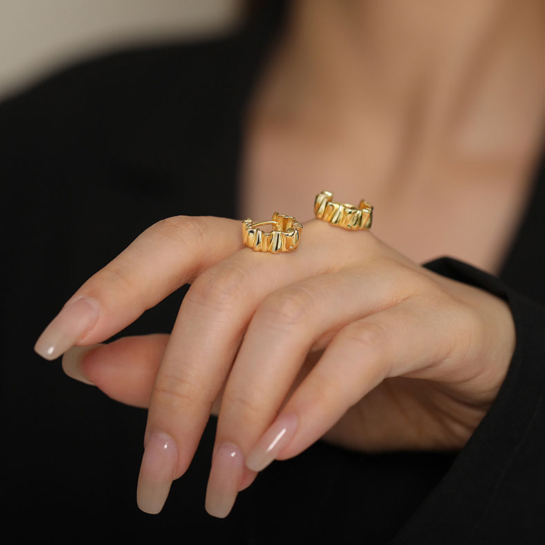 Gold-Plated Sterling Silver Textured Hoop Earrings
