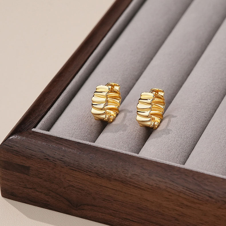 Gold-Plated Sterling Silver Textured Hoop Earrings