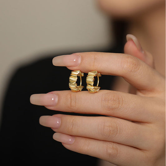 Gold-Plated Sterling Silver Textured Hoop Earrings