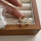 Adjustable Silver and Gold-Tone Ring – Dual-Toned Elegance
