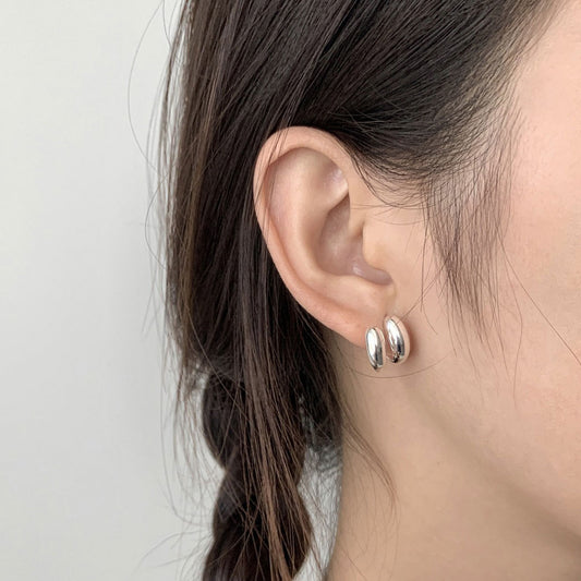 Sleek Silver Double-Hoop Earrings