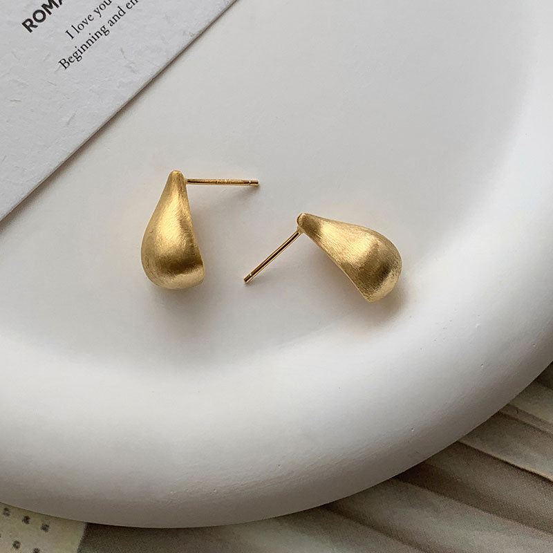 Gold-Plated Silver Earrings – Brushed Minimalist Design