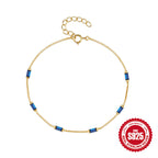 Silver and Gold-Plated Bracelet with Blue Zircon Stones