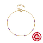Silver and Gold-Plated Bracelet with Purple Zircon Stones