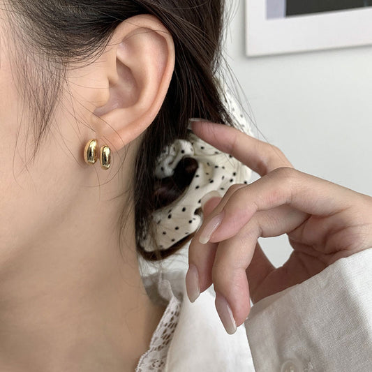 Sleek Gold Plated Silver Double-Hoop Earrings