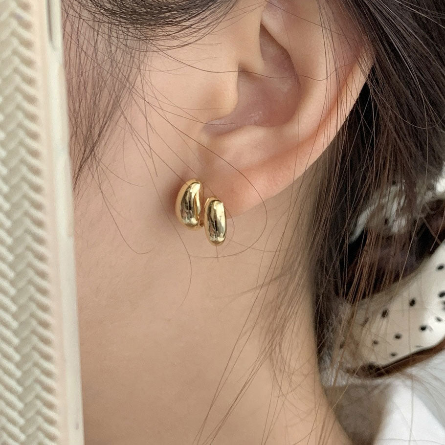 Sleek Gold Plated Silver Double-Hoop Earrings