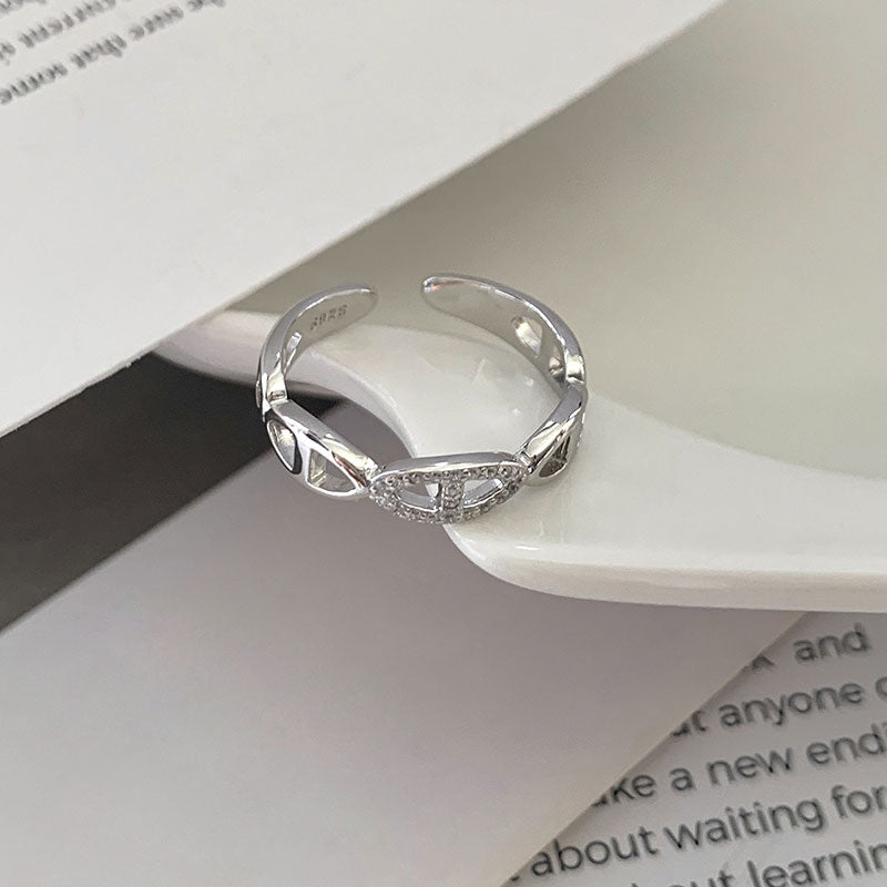 Adjustable Silver Ring with Small Zirconia