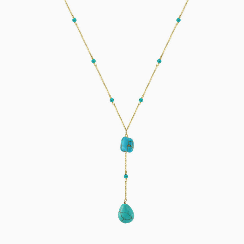 Gold-Plated Turquoise Y-Necklace