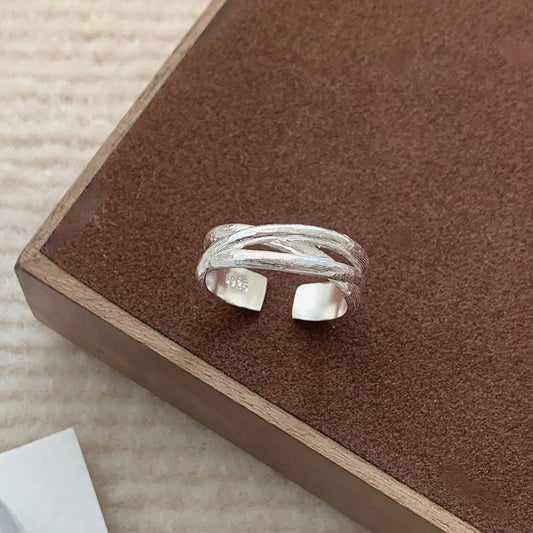 Sterling Silver Adjustable Ring | Minimalist Intertwined Band Design