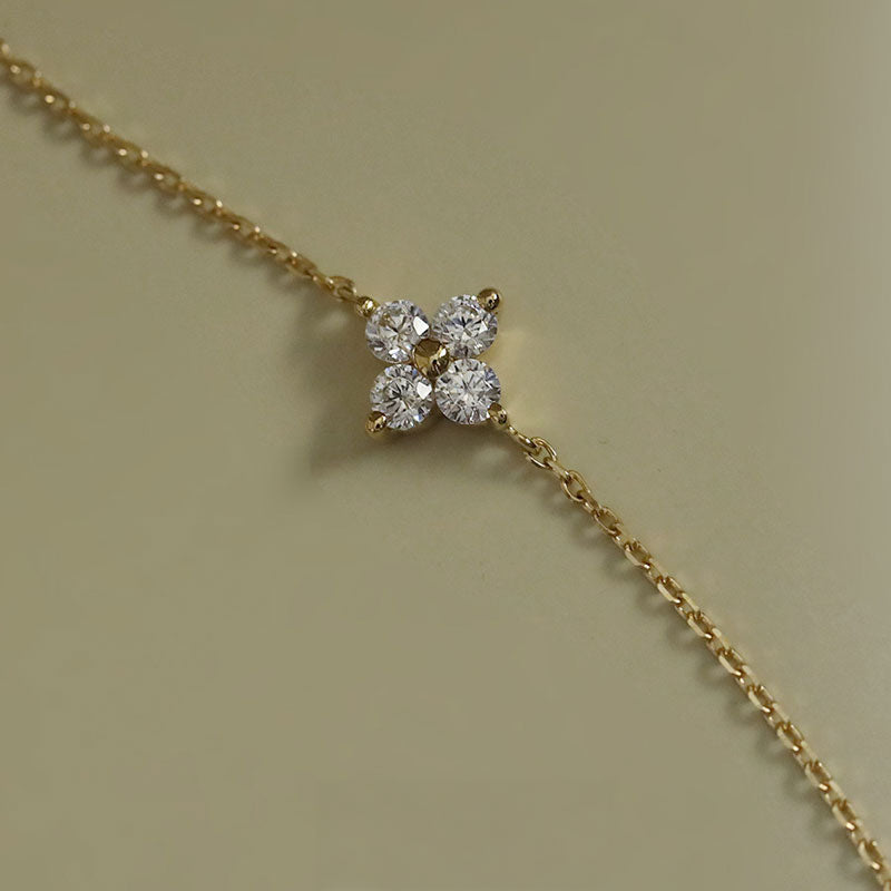 Elegant Zircon Flower Bracelet - 925 Sterling Silver & Gold Plated