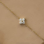 Elegant Zircon Flower Bracelet - 925 Sterling Silver & Gold Plated