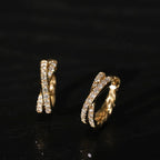 Elegant Zircon-Studded Crossover Hoop Earrings