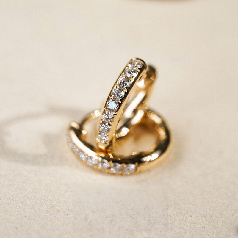 Gold-Plated Sterling Silver Zircon Hoop Earrings