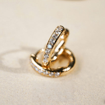 Gold-Plated Sterling Silver Zircon Hoop Earrings