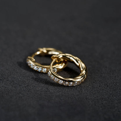 Gold-Plated Sterling Silver Zircon Hoop Earrings