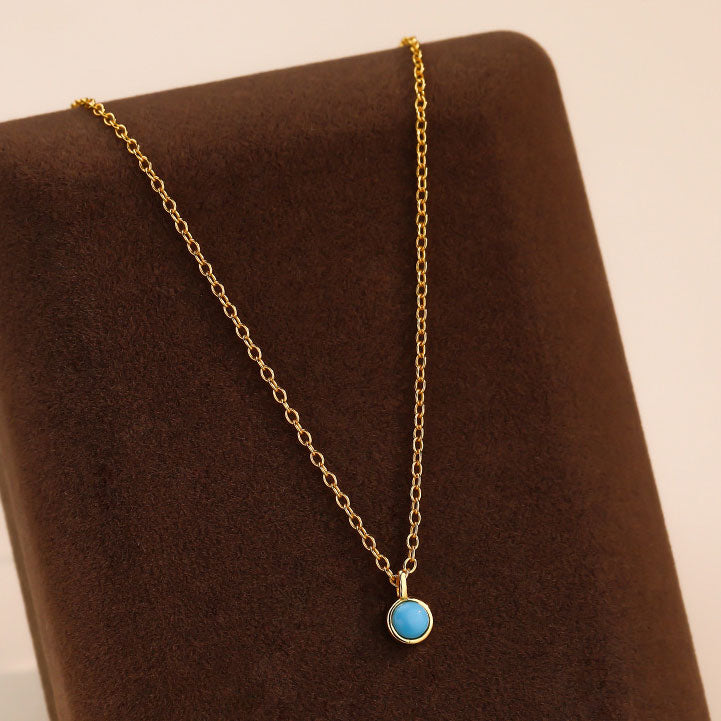 Gold-Plated Sterling Silver Turquoise Pendant Necklace
