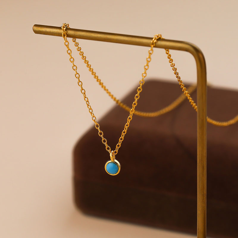 Gold-Plated Sterling Silver Turquoise Pendant Necklace