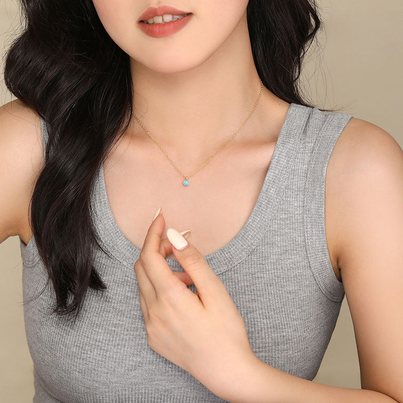 Gold-Plated Sterling Silver Turquoise Pendant Necklace