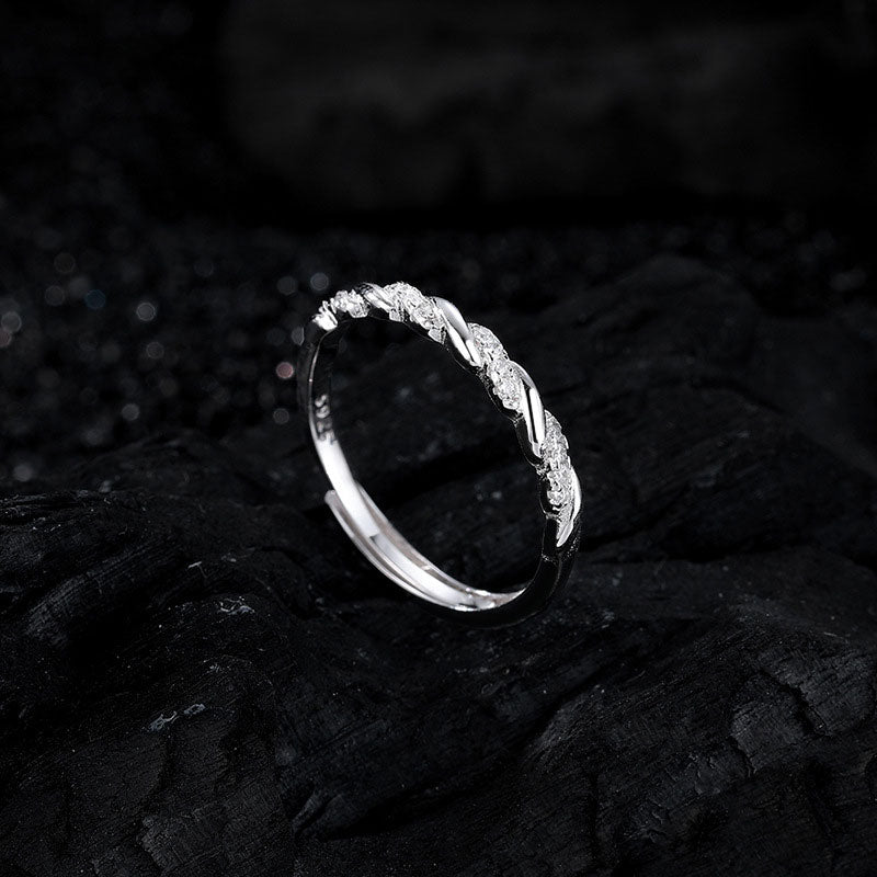 925 Sterling Silver Twisted Zircon Ring