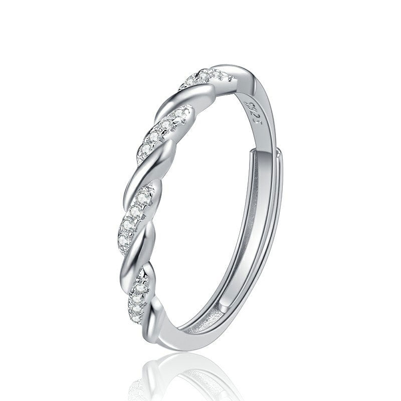 925 Sterling Silver Twisted Zircon Ring