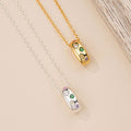 18K Gold Plated 925 Sterling Silver Multicolor Gemstone Pendant Necklace