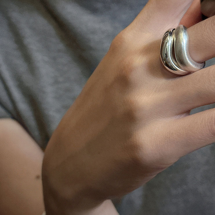 925 Sterling Silver Matte Wave Ring