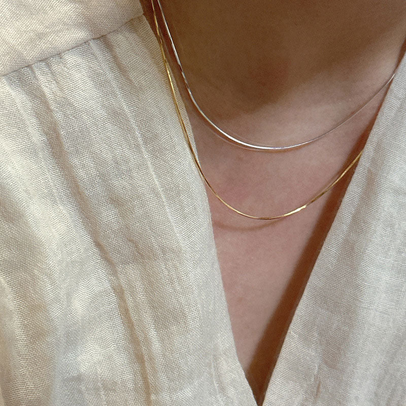 Elegant Sterling Silver & Gold-Plated Snake Chain Necklace
