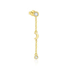 18K Gold Plated 925 Sterling Silver Moon Dangle Earrings