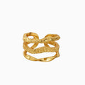 Gold-Plated Triple-Layer Textured Ring