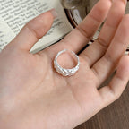 Wavy Elegant Sterling Silver 925 Adjustable Ring close-up
