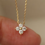 18K Gold-Plated S925 Silver Four-Leaf Clover Necklace with Zircon