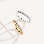 Twisted Design Gold-Plated Sterling Silver Ring with Zircon 